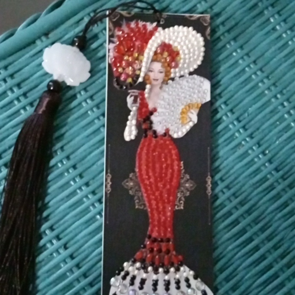 New Handmade Beaded Victorian Lady Bookmark